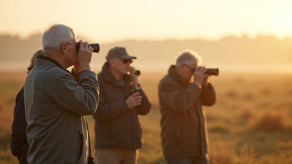 Groep vogelspotters in een natuurgebied